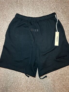 ESSENTIALS Black Logo Athletic Shorts